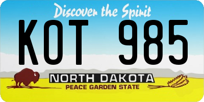 ND license plate KOT985