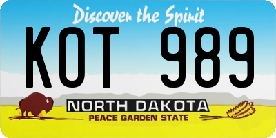 ND license plate KOT989