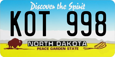 ND license plate KOT998