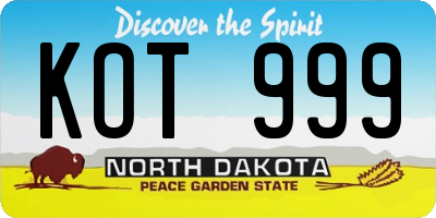 ND license plate KOT999