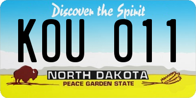 ND license plate KOU011