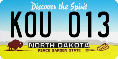 ND license plate KOU013