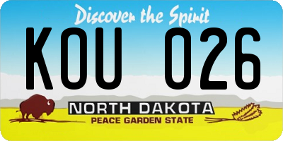 ND license plate KOU026