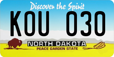 ND license plate KOU030