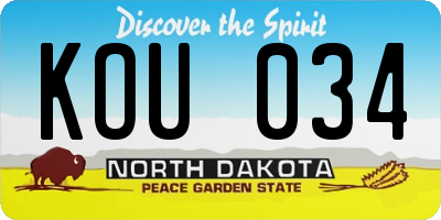 ND license plate KOU034