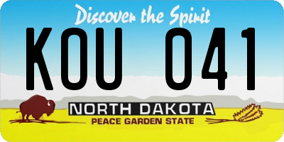 ND license plate KOU041