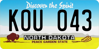 ND license plate KOU043