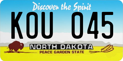 ND license plate KOU045