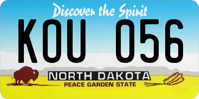 ND license plate KOU056