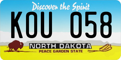 ND license plate KOU058