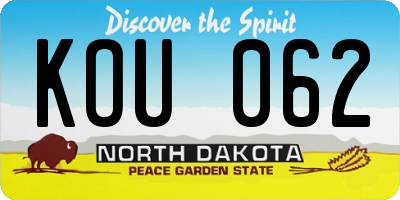 ND license plate KOU062