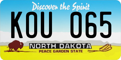 ND license plate KOU065