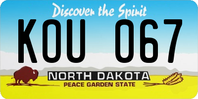 ND license plate KOU067