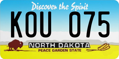 ND license plate KOU075