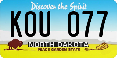 ND license plate KOU077