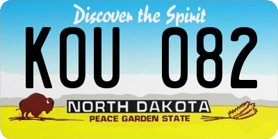 ND license plate KOU082
