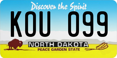 ND license plate KOU099