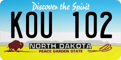 ND license plate KOU102
