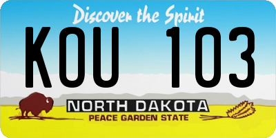 ND license plate KOU103