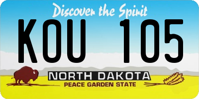 ND license plate KOU105
