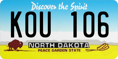 ND license plate KOU106