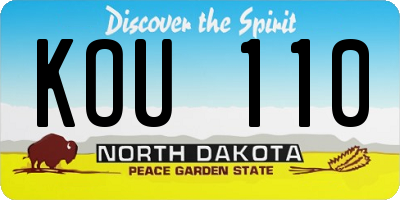 ND license plate KOU110
