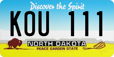 ND license plate KOU111