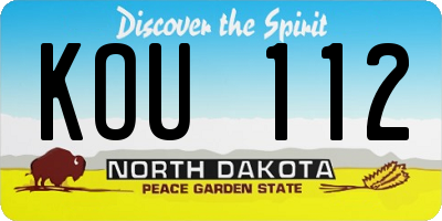 ND license plate KOU112