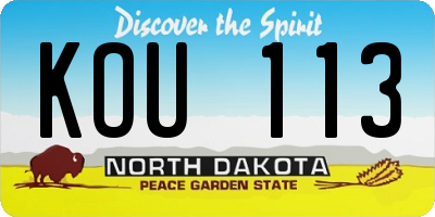 ND license plate KOU113
