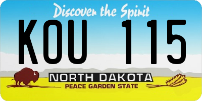 ND license plate KOU115