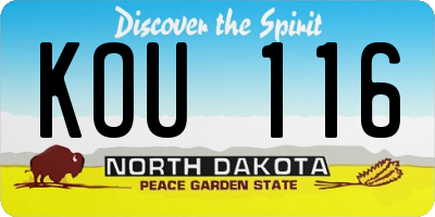 ND license plate KOU116