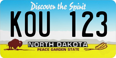 ND license plate KOU123