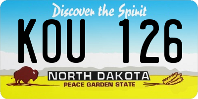 ND license plate KOU126