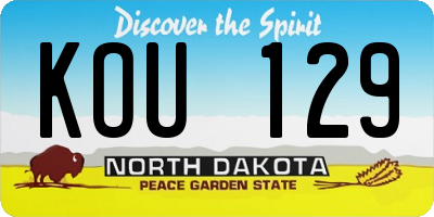 ND license plate KOU129
