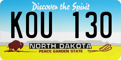 ND license plate KOU130