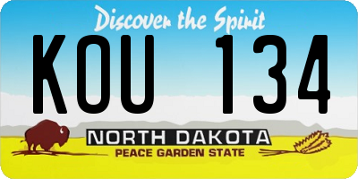 ND license plate KOU134