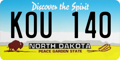 ND license plate KOU140