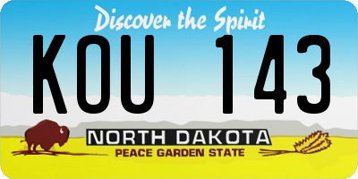ND license plate KOU143