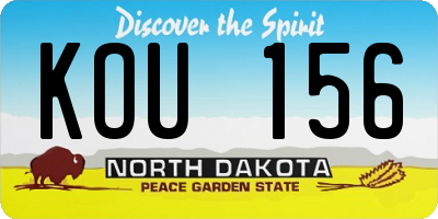 ND license plate KOU156