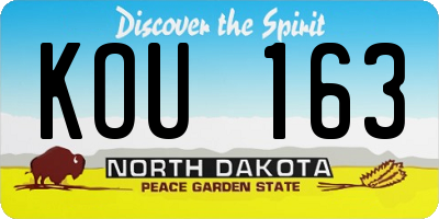 ND license plate KOU163
