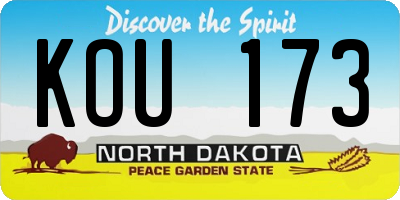 ND license plate KOU173