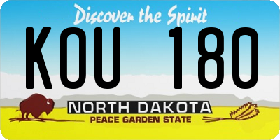 ND license plate KOU180