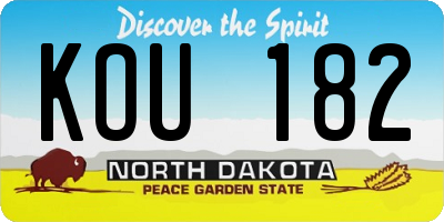 ND license plate KOU182
