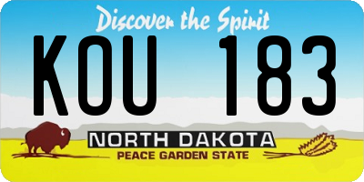 ND license plate KOU183