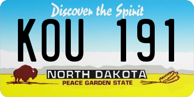 ND license plate KOU191