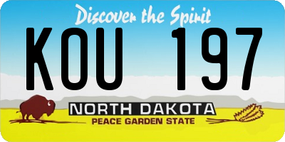 ND license plate KOU197