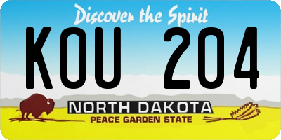 ND license plate KOU204