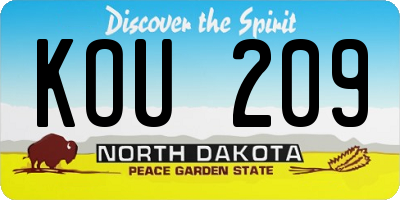 ND license plate KOU209
