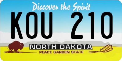 ND license plate KOU210