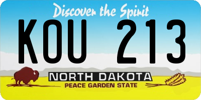 ND license plate KOU213